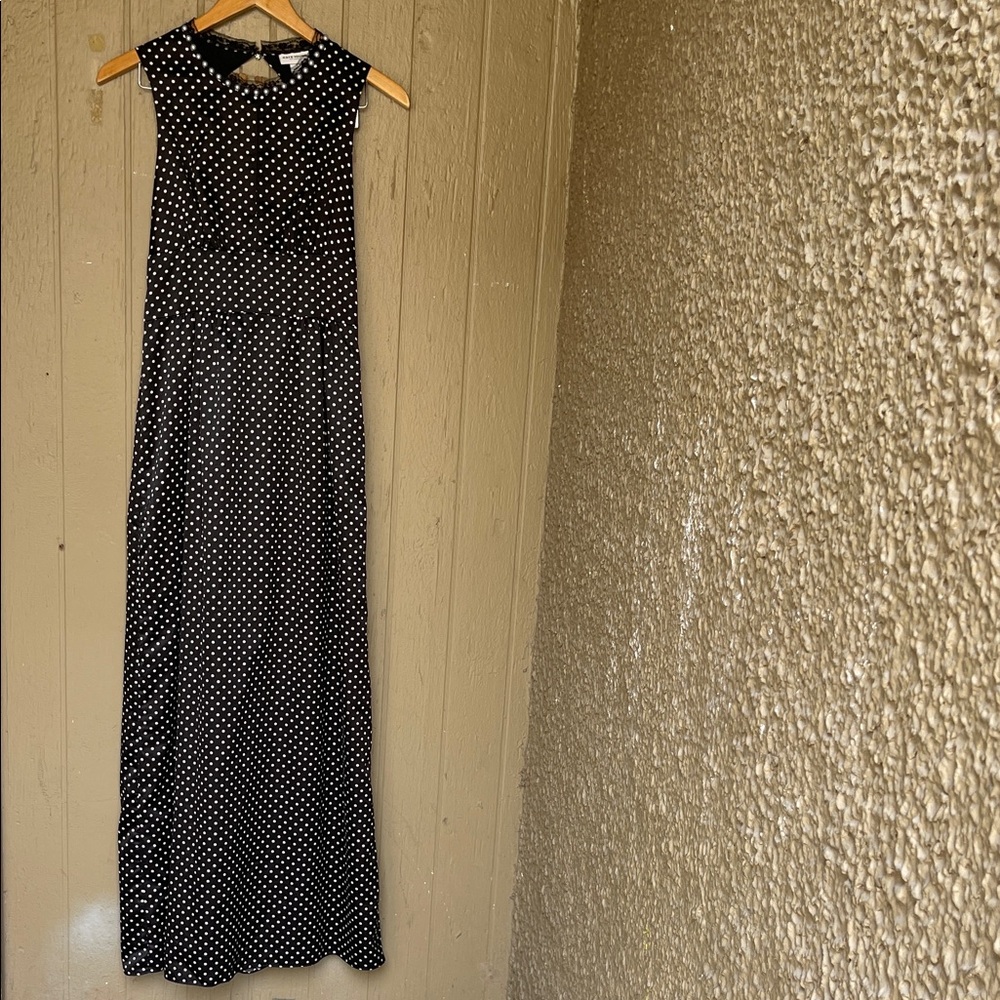 Kate Young X Target Satin Black Polka Dot Maxi Dress size 2